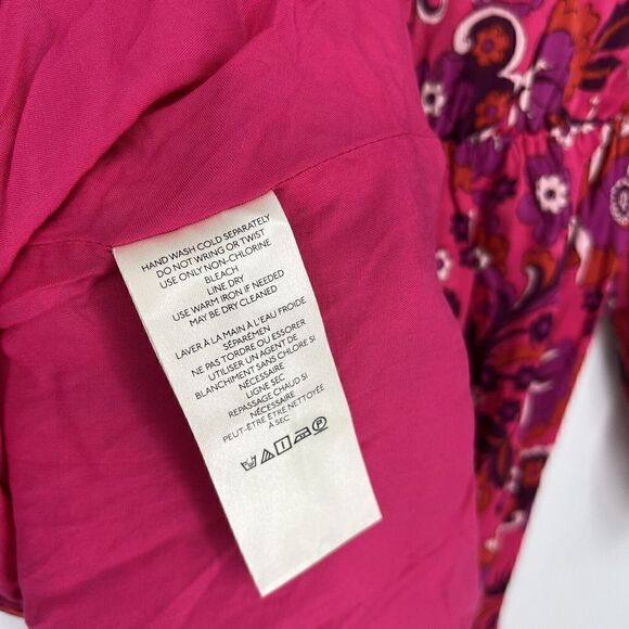 Maeve Anthropologie Dress Size Medium Women Pink Purple Floral Print Wrap Mini - Picture 8 of 9